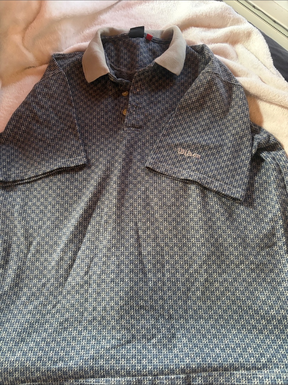 Wilson Men's Navy Patterned Polo with Light Gray Collar